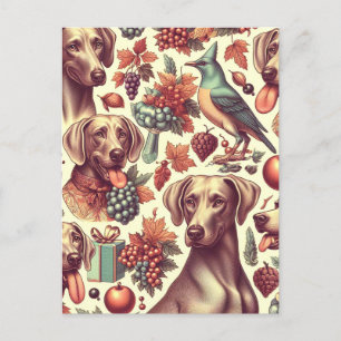 Postal Vintage Weimaraner Seamless Ilustracion