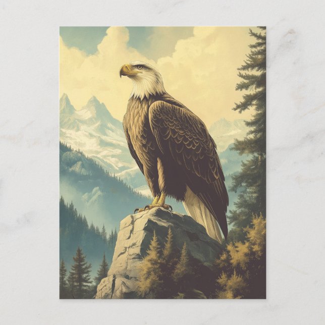 Postal Vintage Weisskopfseeadler Alaska Postkarte (Anverso)