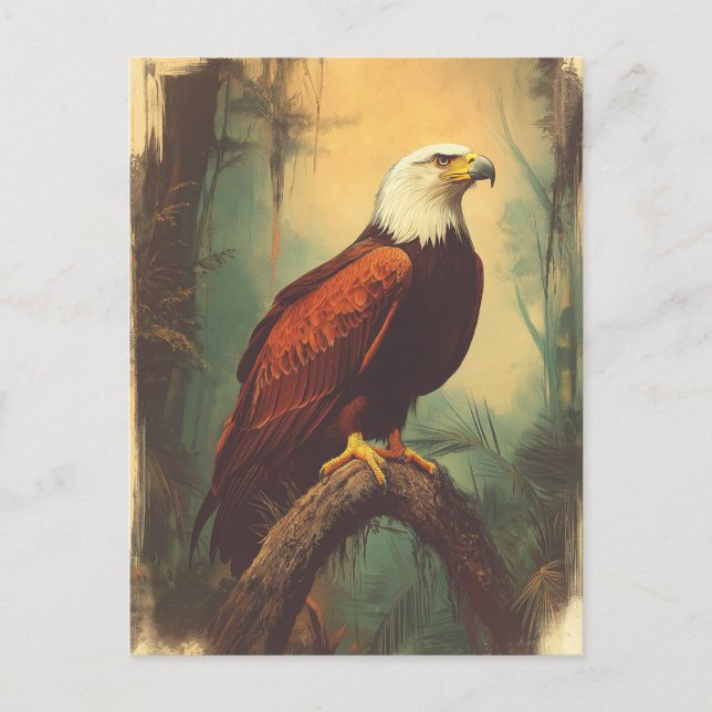 Postal Vintage Weisskopfseeadler Postkarte (Anverso)