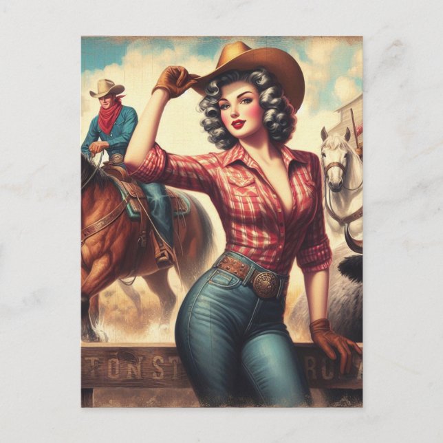 Postal Vintage Western Cowgirl (Anverso)