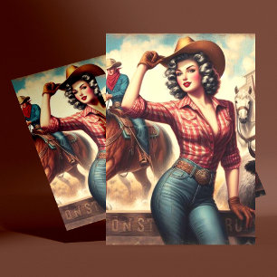 Postal Vintage Western Cowgirl