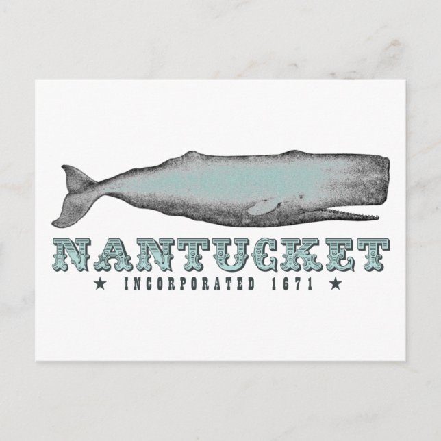 Postal Vintage Whale Nantucket Massachusetts Inc 1671 (Anverso)