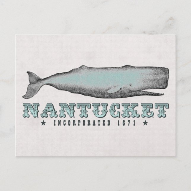 Postal Vintage Whale Nantucket Massachusetts Inc 1671 (Anverso)