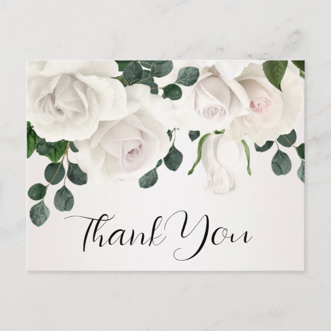 Postal Vintage White Roses 60 cumpleaños gracias (Anverso)