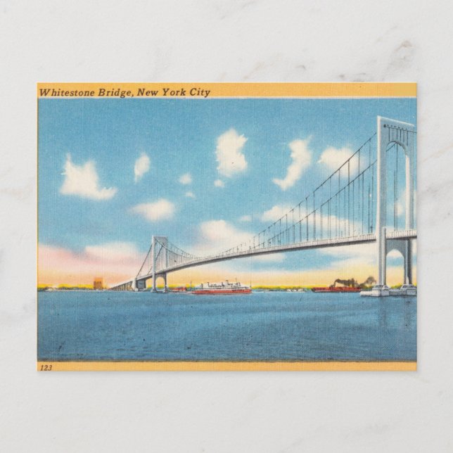 Postal Vintage, Whitestone Bridge, Nueva York, NY (Anverso)
