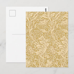 Postal Vintage William Morris Arcadia Gold Sin Costuras