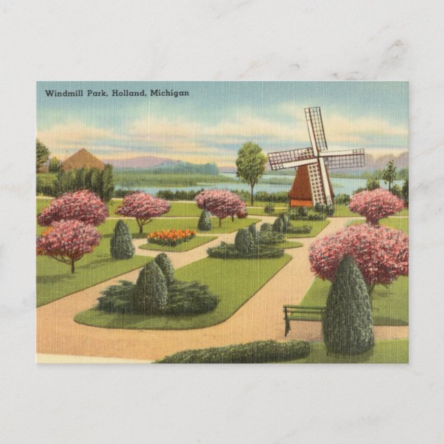 Postal Vintage, Windmill Park, Holland, Michigan (Anverso)