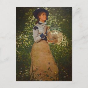 Postal Vintage Winslow Homer El Chica De La Mariposa