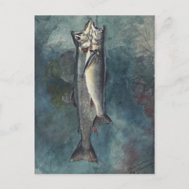 Postal Vintage Winslow Homer Two Trout (Anverso)