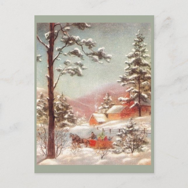 Postal Vintage Winter Country Scene (Anverso)