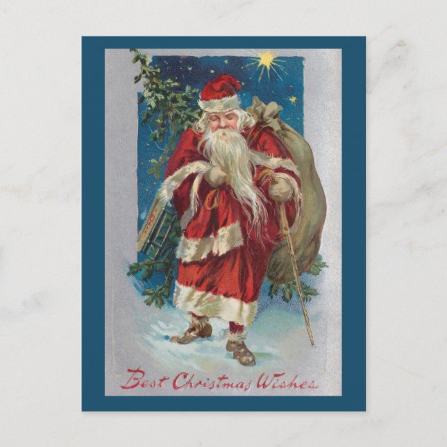 Postal Vintage Winter Santa con Presents (Anverso)