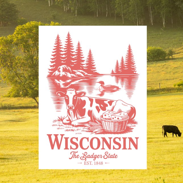 Postal Vintage Wisconsin Badger State Cow (Vintage Wisconsin Badger State Cow Postcard
)
