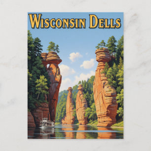 Postal Vintage Wisconsin Dells Travel