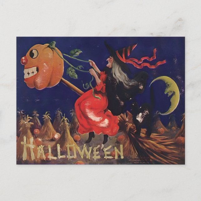 Postal Vintage Witch Halloween (Anverso)
