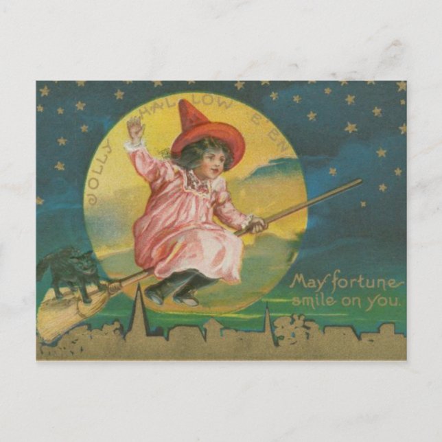 Postal Vintage Witch Halloween (Anverso)
