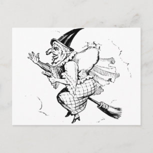 Postal Vintage Witch ilustracion