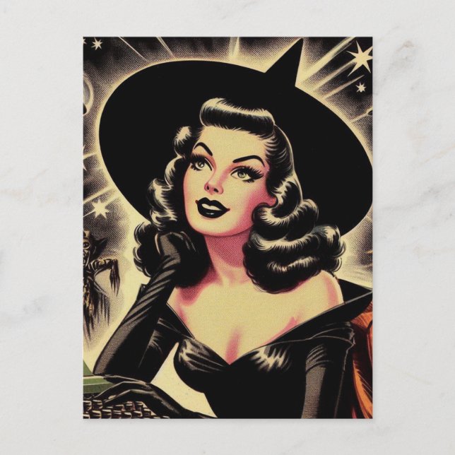 Postal Vintage Witch Pin Up (Anverso)