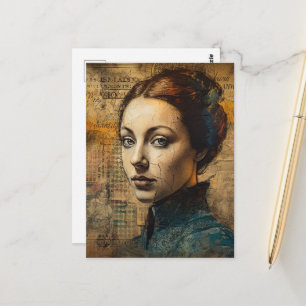 Postal Vintage Woman Collage Grunge