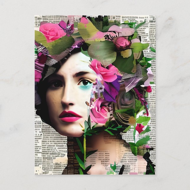 Postal Vintage Woman Paper Collage (Anverso)