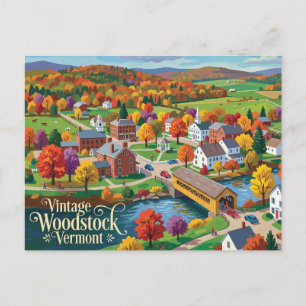 Postal Vintage Woodstock Vermont