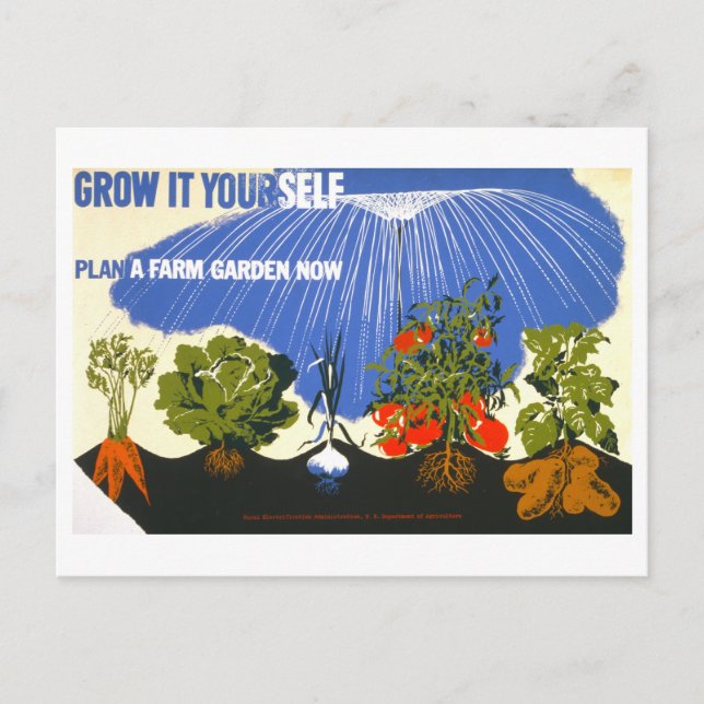 Postal Vintage WPA Farm Garden Poster (Anverso)