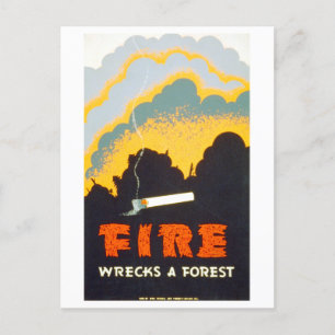 Postal Vintage WPA Poster: "Fuego destruye un bosque"