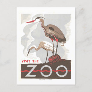 Postal Vintage WPA Poster: "Visita el zoológico"