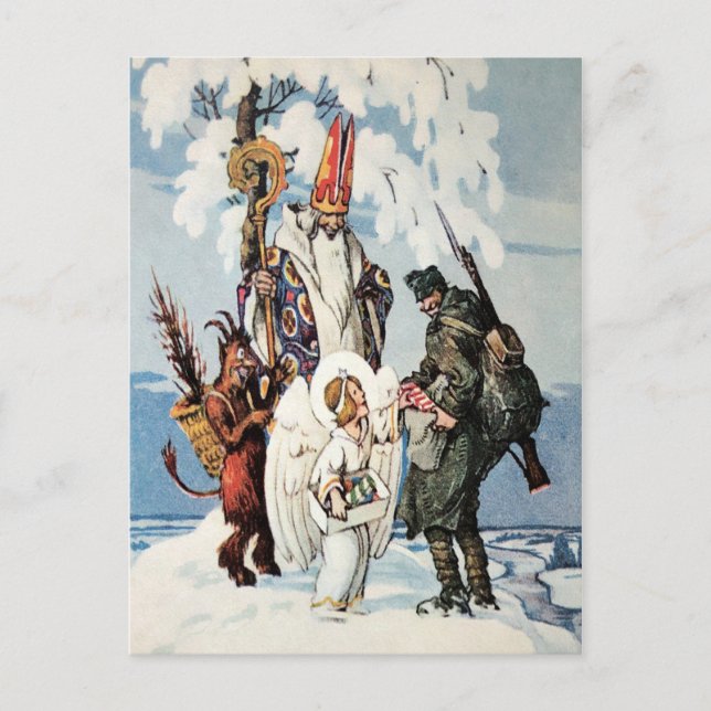 Postal Vintage WW1 Navidades Krampus (Anverso)