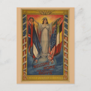 Postal Vintage WWI Peace Justice Liberty