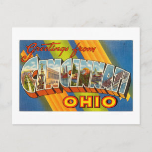 Postal Vintage Y Colorido Saludo De Cincinnati Ohio