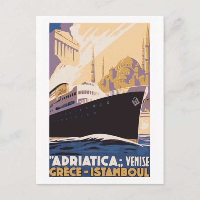 Postal Vintage y Venecia, Grecia, Estambul (Anverso)
