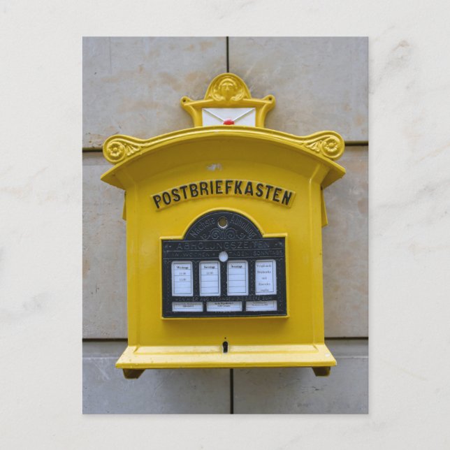 Postal Vintage Yellow Mailbox, Dresden, Germany (Anverso)