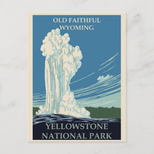 Postal Vintage Yellowstone Parque Nacional Wyoming Viaje