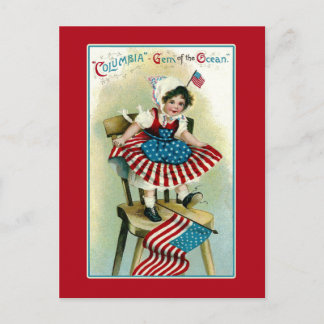 Postal Vintage Young Columbia con banderas