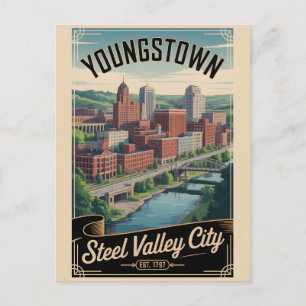 Postal Vintage Youngstown Ohio Viaje Retro