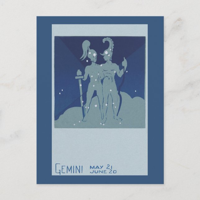 Postal Vintage Zodiac Astrology Gemini Twin Constellation (Anverso)