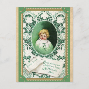 Postal Vintages St Patricks Day Cute bebé irlandés
