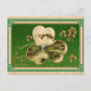 Postal Vintages St Patricks Day Shamrock Ireland Paisaje