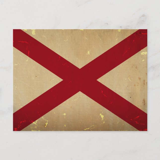 Postal VINTAJE DE la bandera del estado de Alabama. (Anverso)