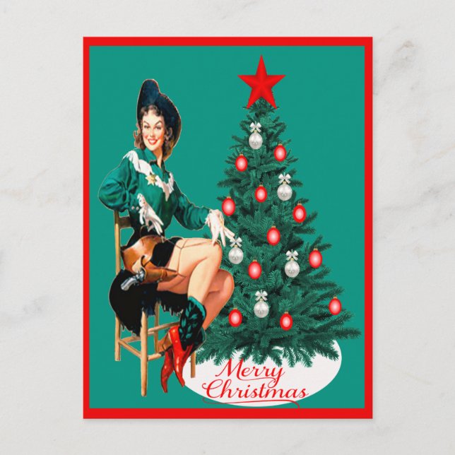 Postal Vintgirl Red Boots W/Tree PC (Anverso)