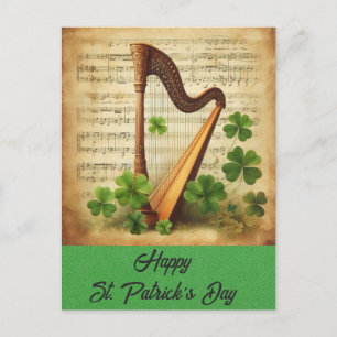Postal Vinticks St Patricks Day Harp Shamrock