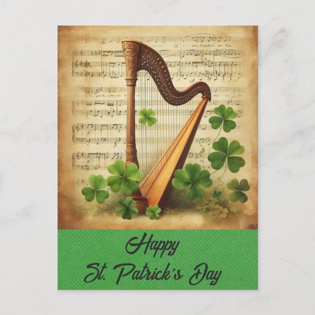 Postal Vinticks St Patricks Day Harp Shamrock (Anverso)