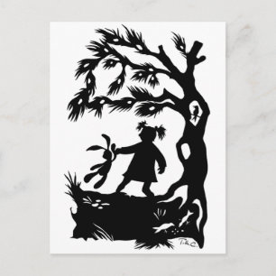 Postal Viola con conejo