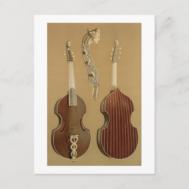 Postal Viola da Gamba, o viol bajo, de Joachim Tielke (1) (Anverso)