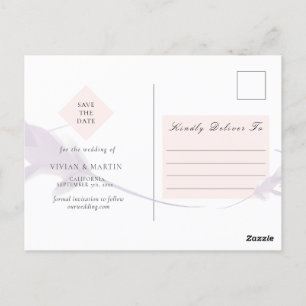 Postal Violet Lavender & Peach Photo Save La Fecha