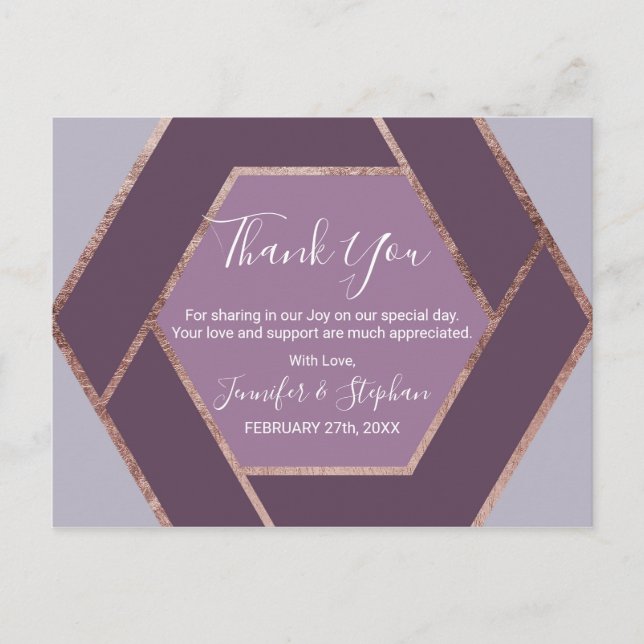 Postal Violet Lilac Purple Rosa Gold Hexagon (Anverso)