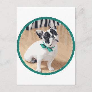 Postal ¡Violet Te Ama! ¡Arte de Bulldog francés para resc