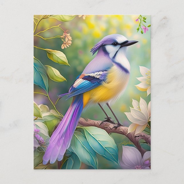 Postal Violet Tufted Jay Fantasy Bird (Anverso)