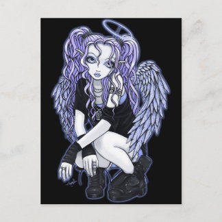 Postal violeta gótica de la hada del ángel de
