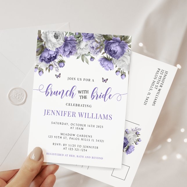 Postal violeta lavender bridal brunch (Subido por el creador)